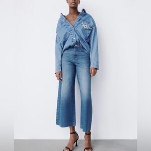 Size 10 | Zara: Coulotte Jeans | Mid-Blue
